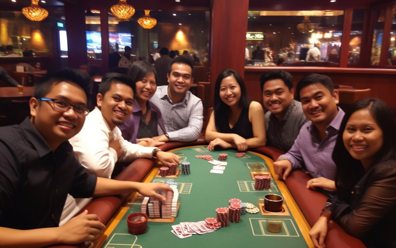 friends playing texas holdem